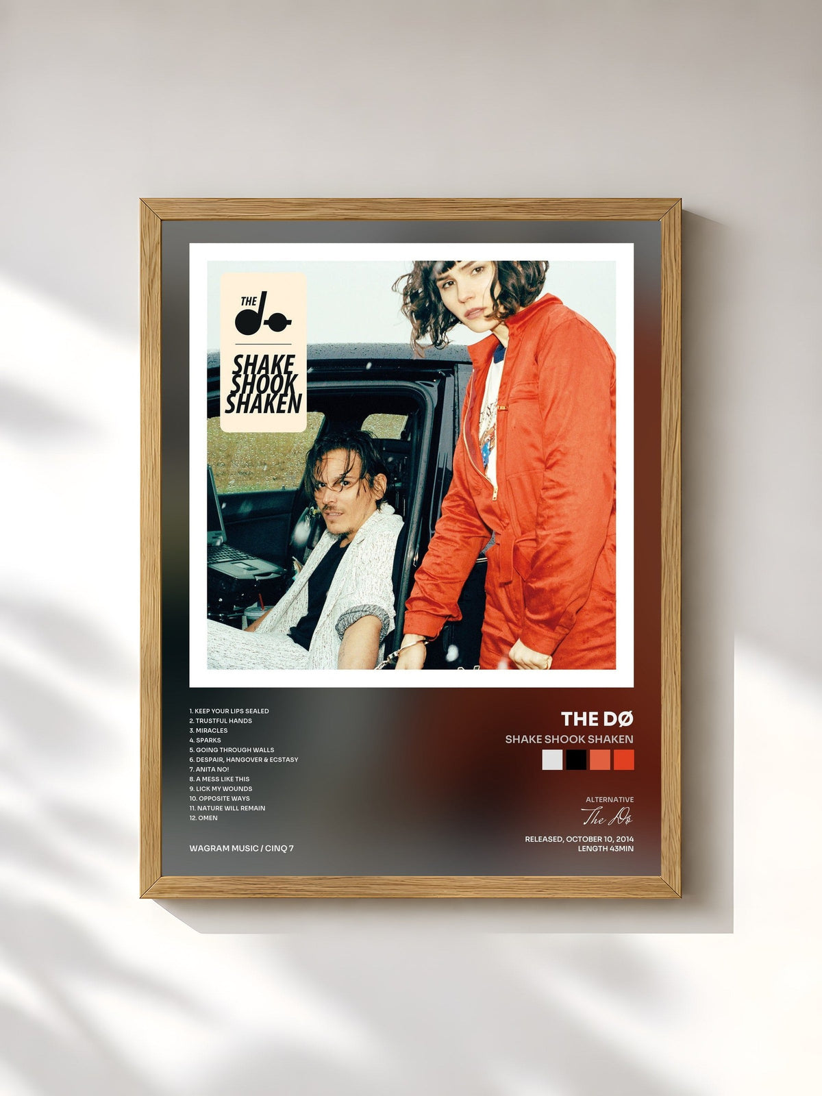 #bois Tableau de l'album Shake Shook Shaken de The Dø, cadre en bois brut, imprimé et encadré en France