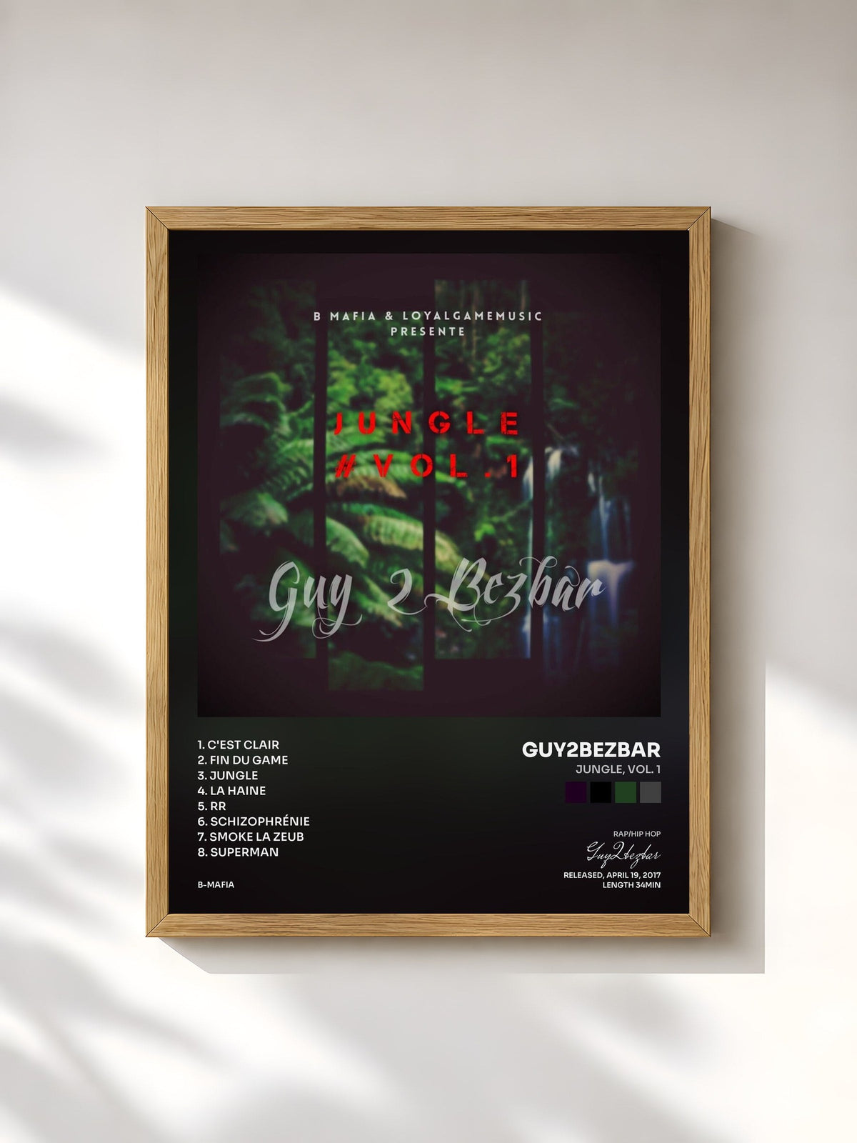#bois Tableau de l'album Jungle, vol. 1 de Guy2bezbar, cadre en bois brut, imprimé et encadré en France