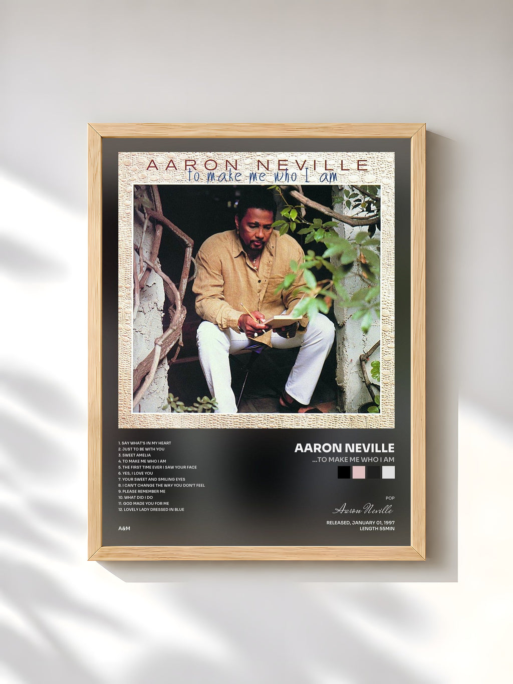 #bois Tableau de l'album ...To Make Me Who I Am de Aaron Neville, cadre en bois brut, imprimé et encadré en France