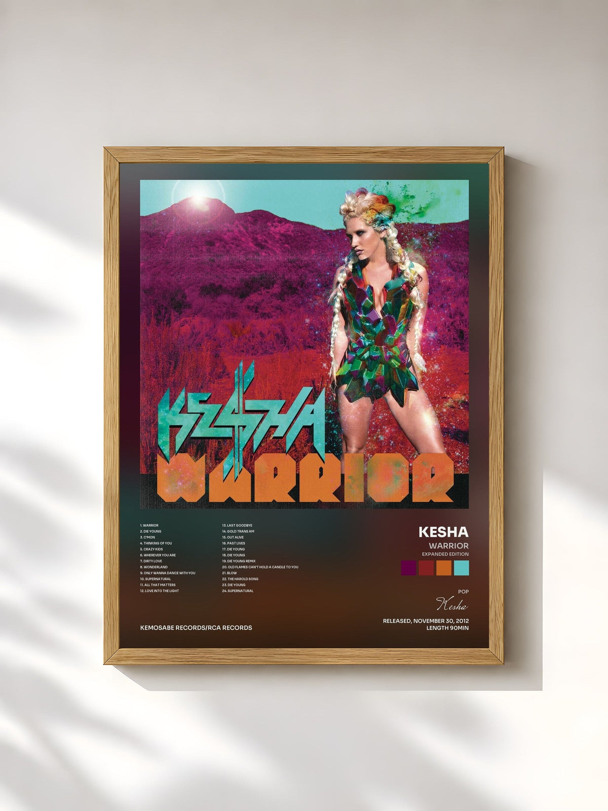 #bois Tableau de l'album Warrior (Expanded Edition) de Kesha, cadre en bois brut, imprimé et encadré en France