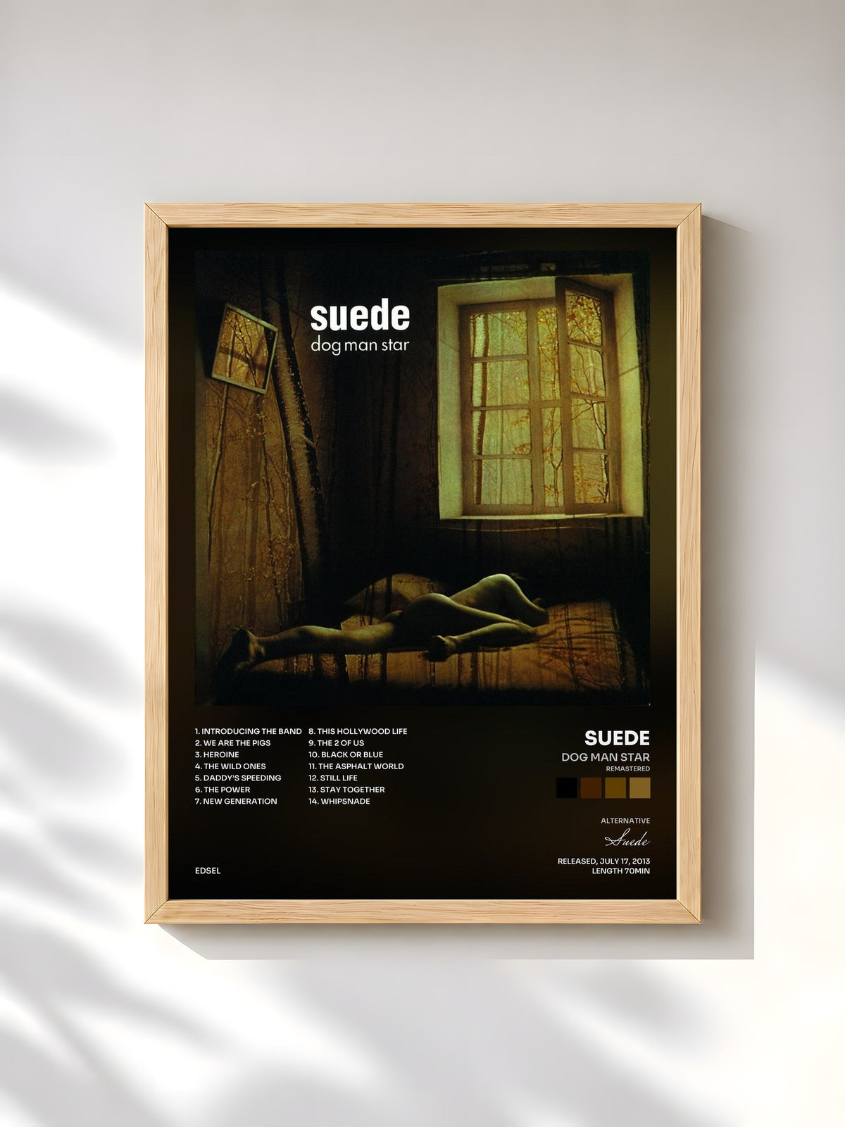 #bois Tableau de l'album Dog Man Star (Remastered) de Suede, cadre en bois brut, imprimé et encadré en France