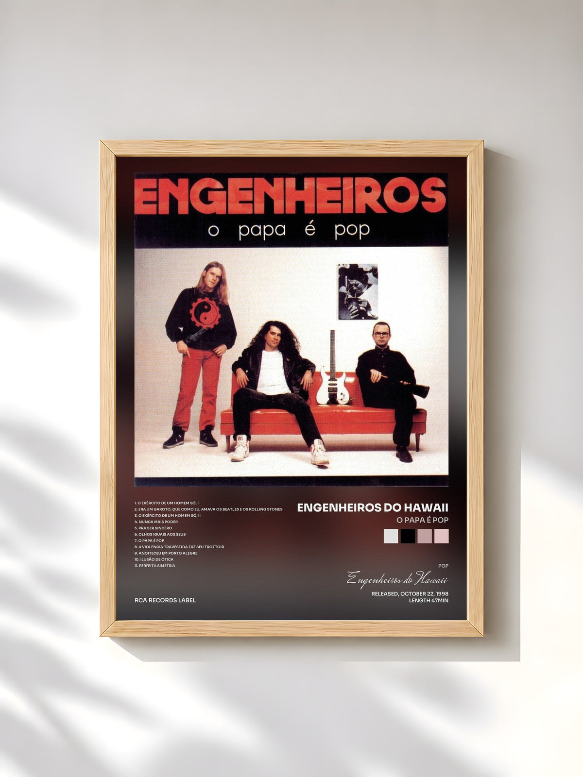 #bois Tableau de l'album O Papa É Pop de Engenheiros do Hawaii, cadre en bois brut, imprimé et encadré en France