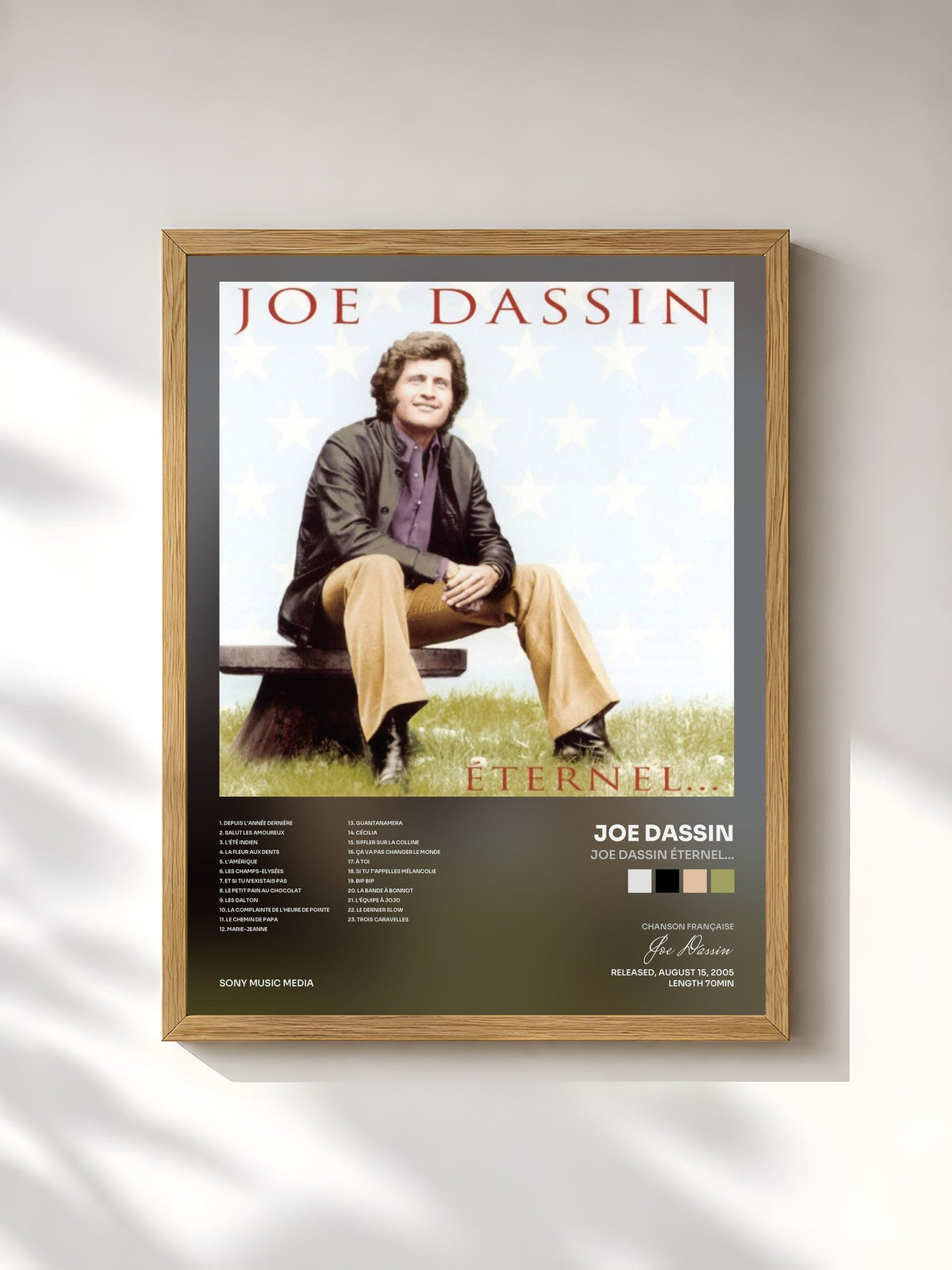 #bois Tableau de l'album Joe Dassin Éternel... de Joe Dassin, cadre en bois brut, imprimé et encadré en France