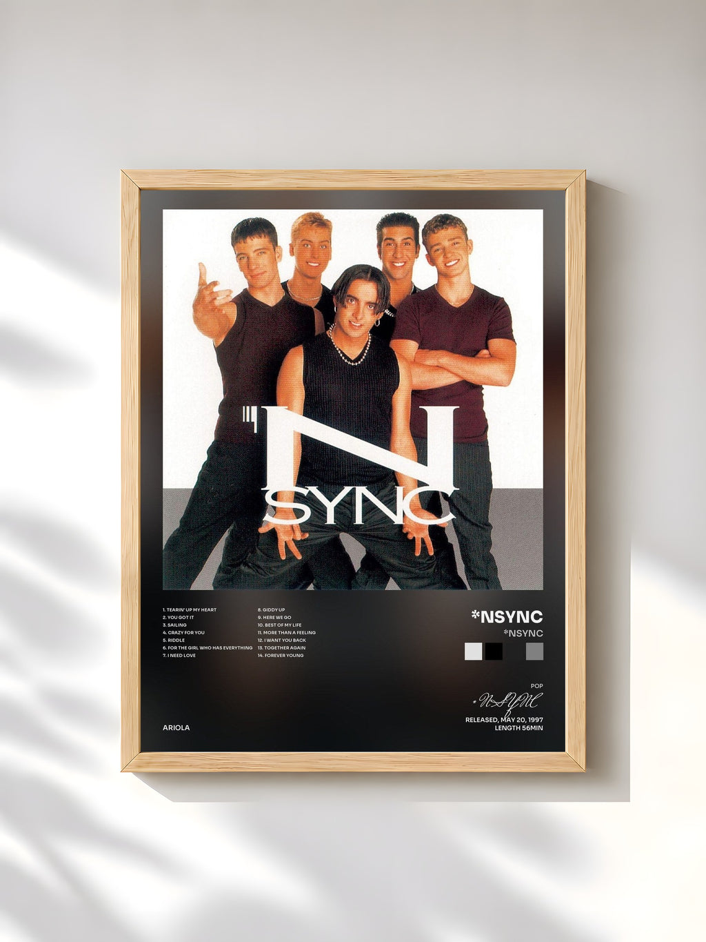 #bois Tableau de l'album *NSYNC de *NSYNC, cadre en bois brut, imprimé et encadré en France