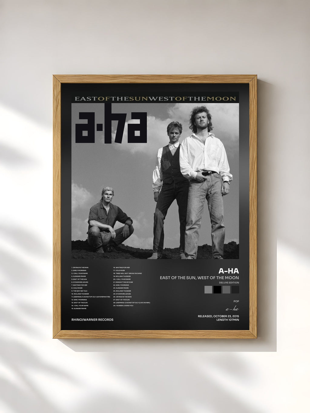 #bois Tableau de l'album East of the Sun, West of the Moon (Deluxe Edition) de a-ha, cadre en bois brut, imprimé et encadré en France