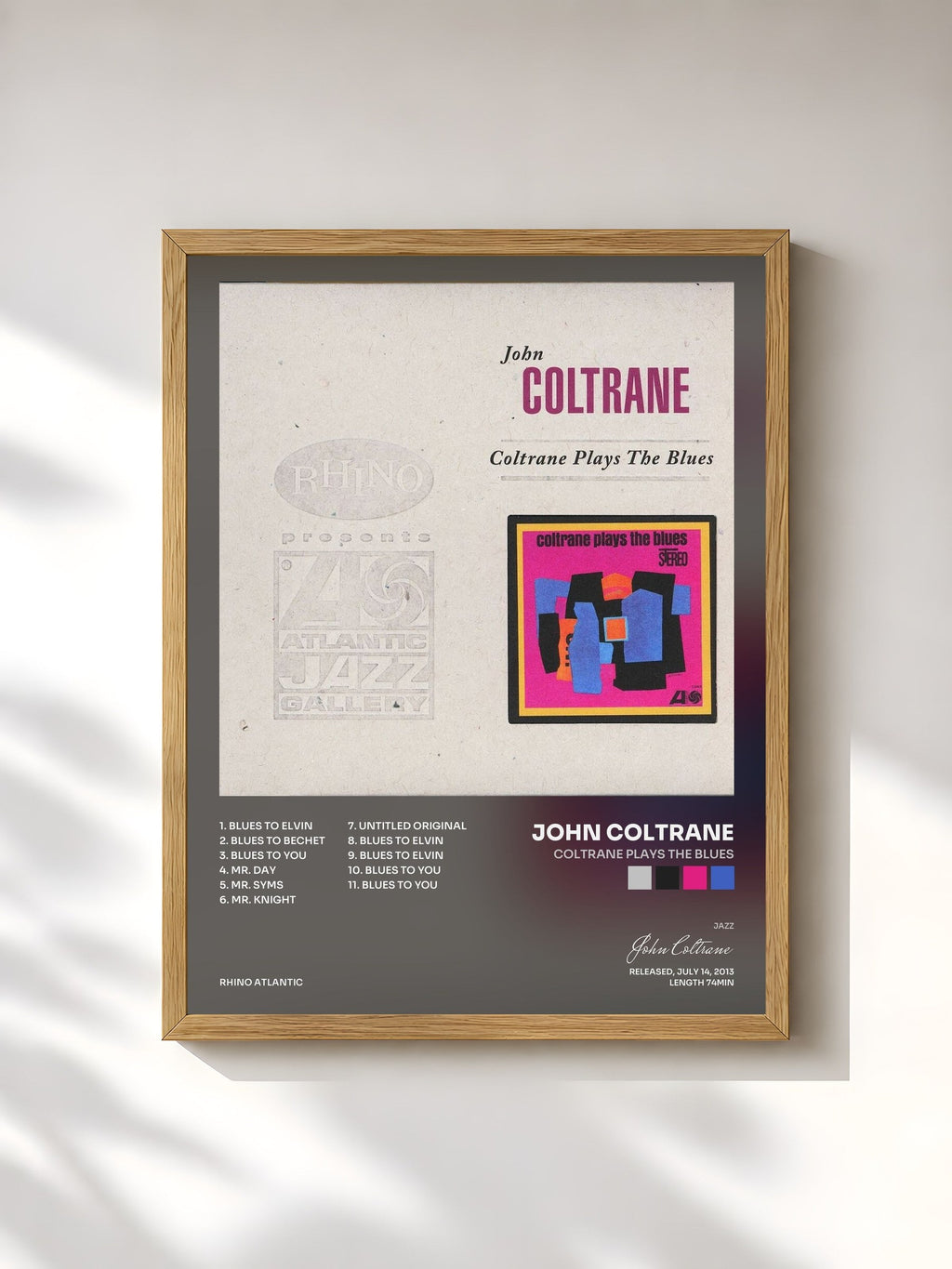 #bois Tableau de l'album Coltrane Plays the Blues de John Coltrane, cadre en bois brut, imprimé et encadré en France