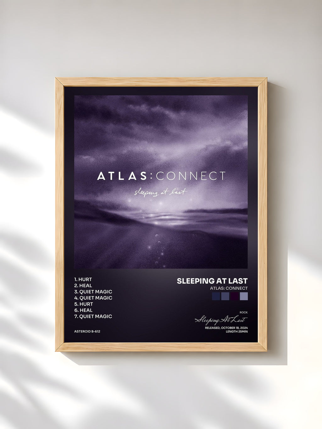 #bois Tableau de l'album Atlas: Connect de Sleeping At Last, cadre en bois brut, imprimé et encadré en France