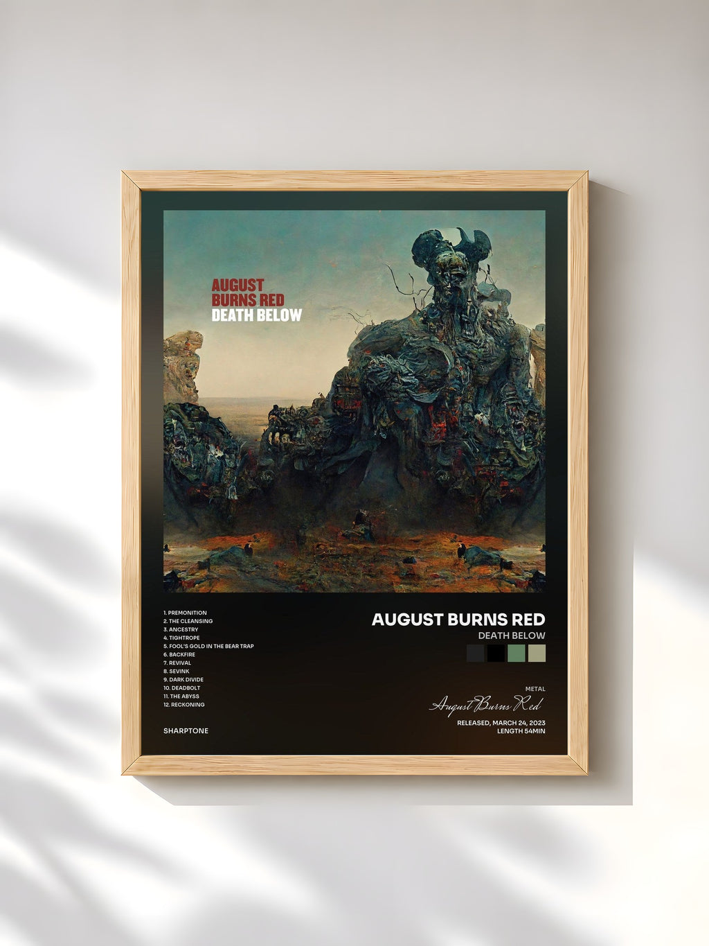 #bois Tableau de l'album Death Below de August Burns Red, cadre en bois brut, imprimé et encadré en France