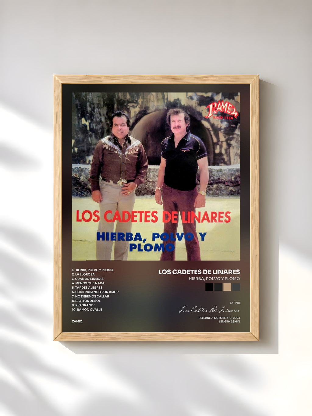 #bois Tableau de l'album Hierba, Polvo y Plomo de Los Cadetes De Linares, cadre en bois brut, imprimé et encadré en France