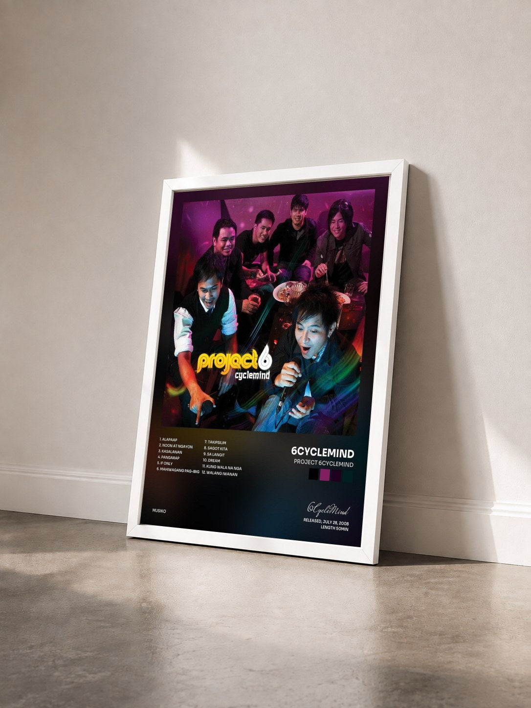 #blanc Tableau de l'album Project 6cyclemind de 6CycleMind vu de trois quarts, cadre blanc