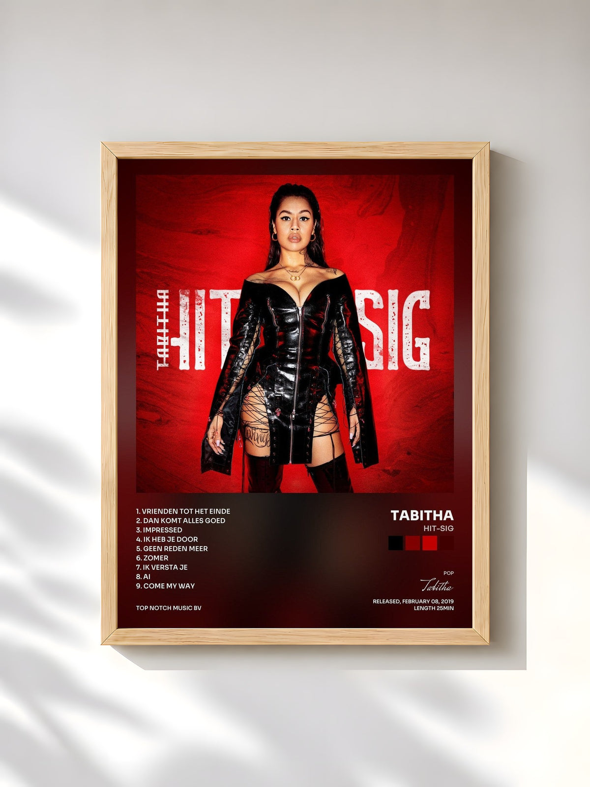 #bois Tableau de l'album HIT-SIG de Tabitha, cadre en bois brut, imprimé et encadré en France