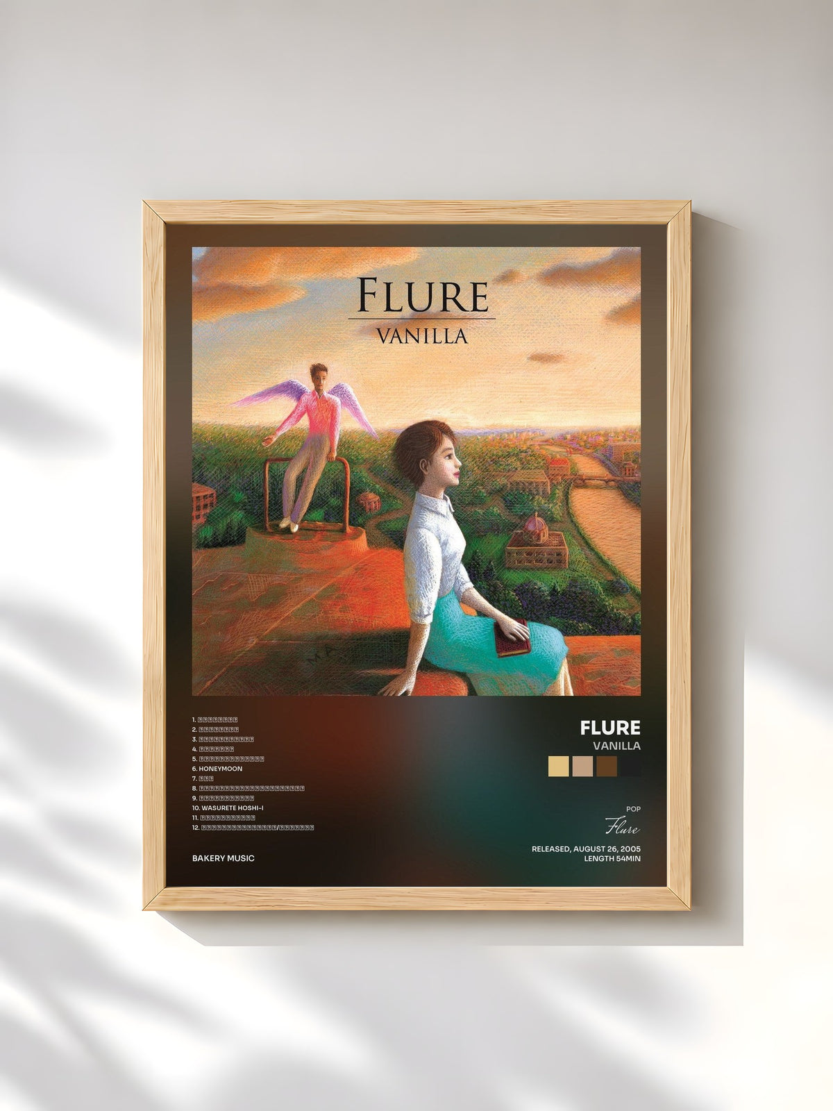 #bois Tableau de l'album Vanilla de Flure, cadre en bois brut, imprimé et encadré en France