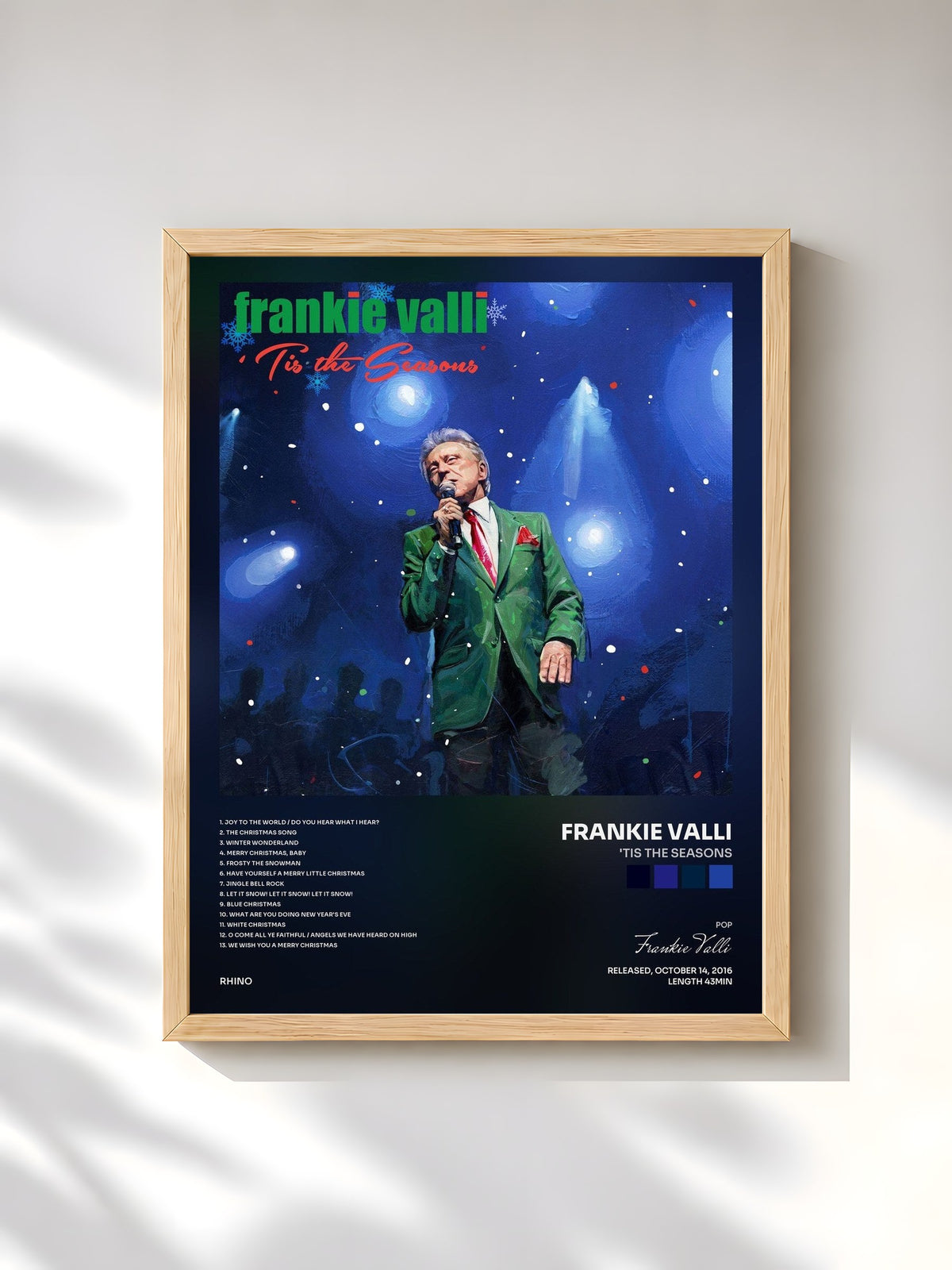#bois Tableau de l'album 'Tis The Seasons de Frankie Valli, cadre en bois brut, imprimé et encadré en France