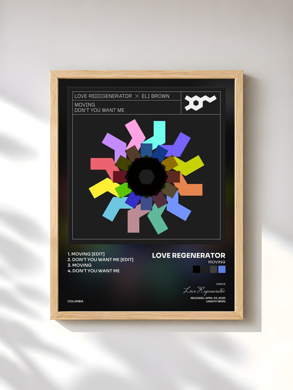 #bois Tableau de l'album Moving de Love Regenerator, cadre en bois brut, imprimé et encadré en France