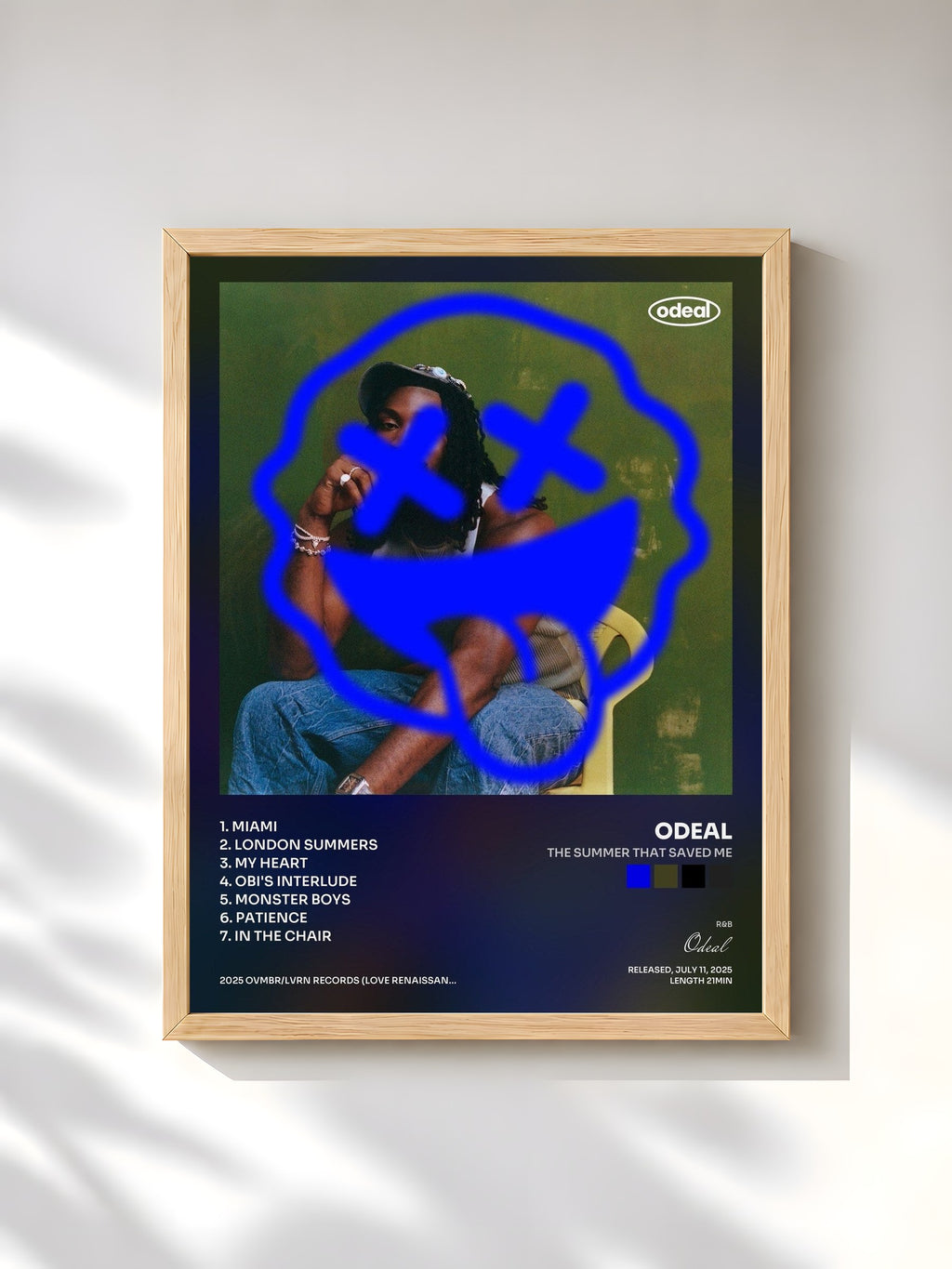 #bois Tableau de l'album The Summer That Saved Me de Odeal, cadre en bois brut, imprimé et encadré en France