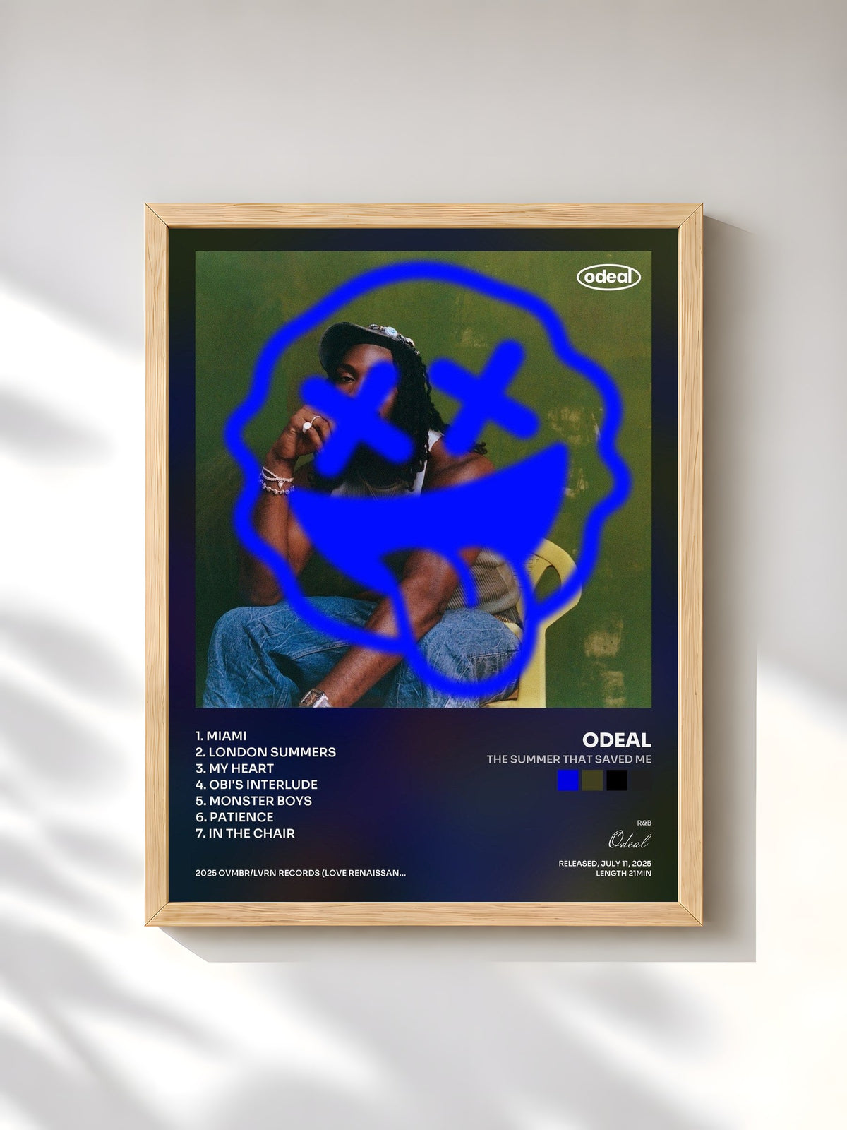 #bois Tableau de l'album The Summer That Saved Me de Odeal, cadre en bois brut, imprimé et encadré en France
