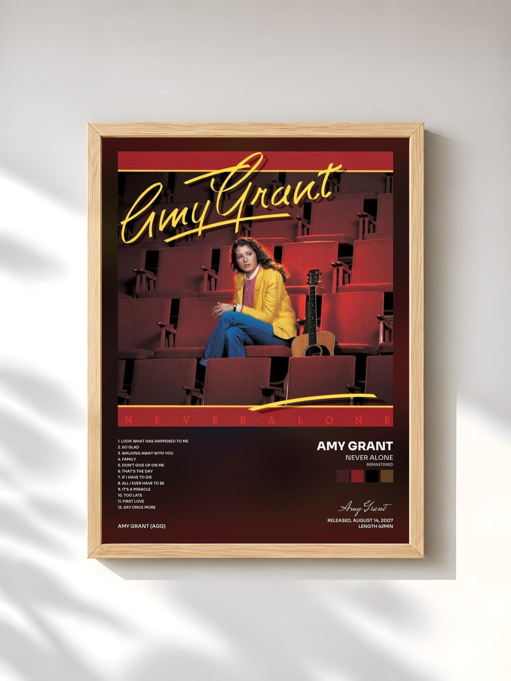 #bois Tableau de l'album Never Alone (Remastered) de Amy Grant, cadre en bois brut, imprimé et encadré en France