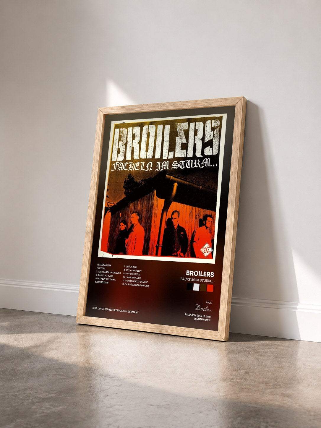 #bois Tableau de l'album Fackeln im Sturm... de Broilers vu de trois quarts, cadre en bois brut