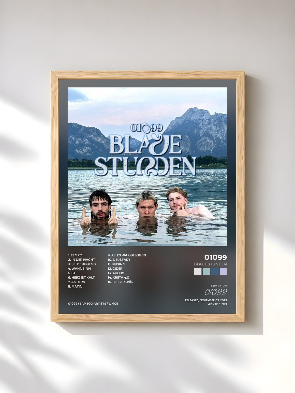 #bois Tableau de l'album Blaue Stunden de 01099, cadre en bois brut, imprimé et encadré en France