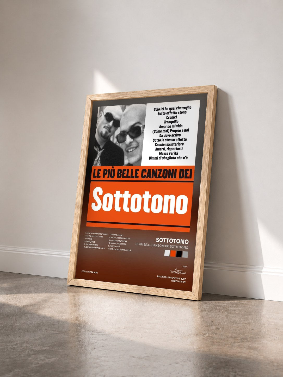 #bois Tableau de l'album Le più belle canzoni dei Sottotono de Sottotono vu de trois quarts, cadre en bois brut