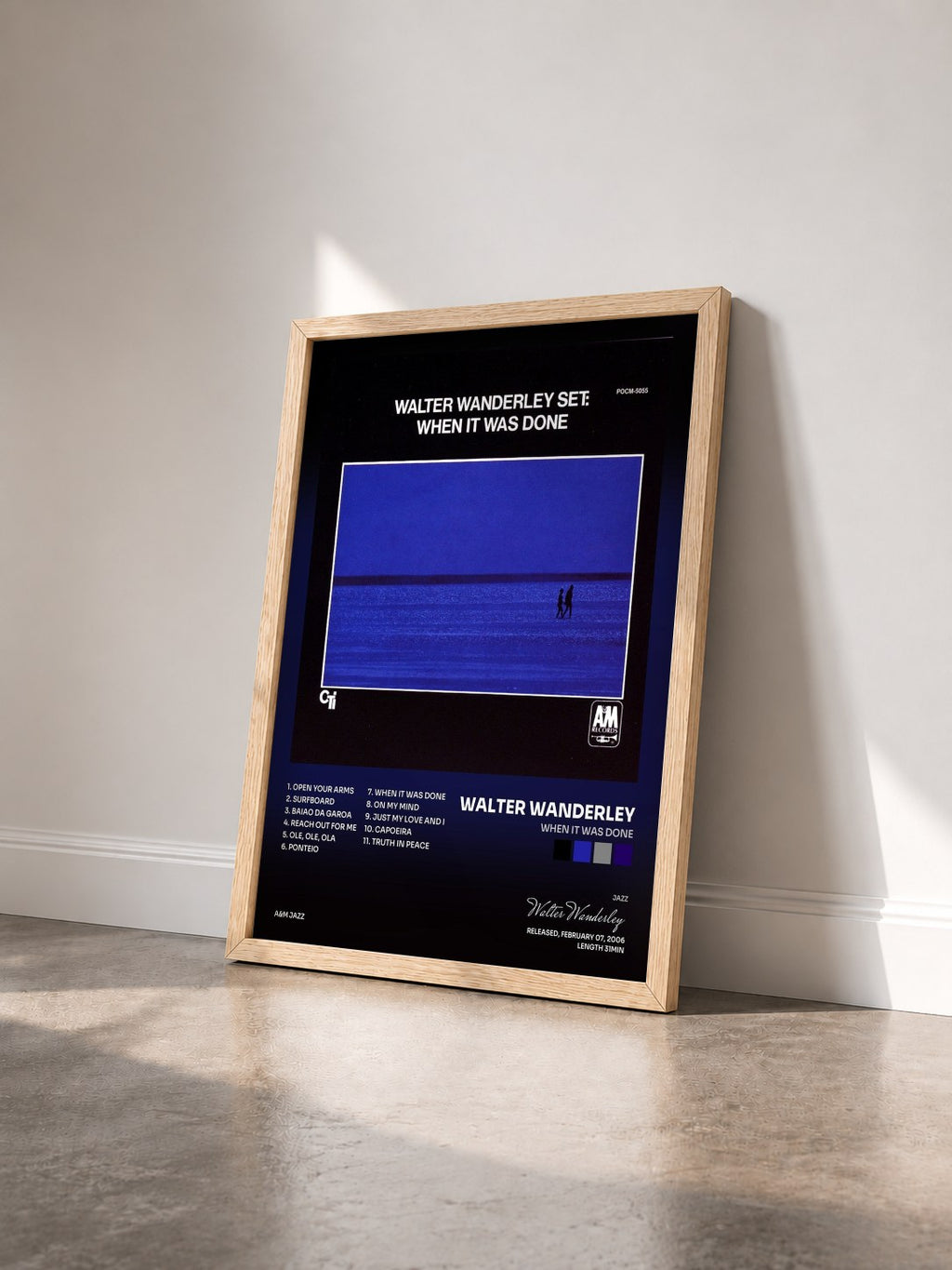 #bois Tableau de l'album When It Was Done de Walter Wanderley vu de trois quarts, cadre en bois brut