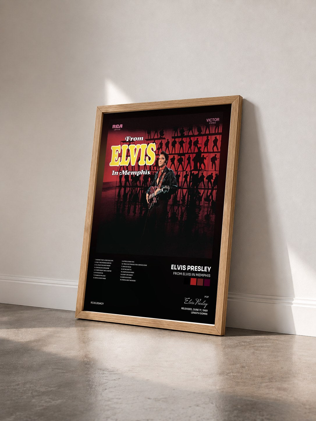 #bois Tableau de l'album From Elvis in Memphis de Elvis Presley vu de trois quarts, cadre en bois brut