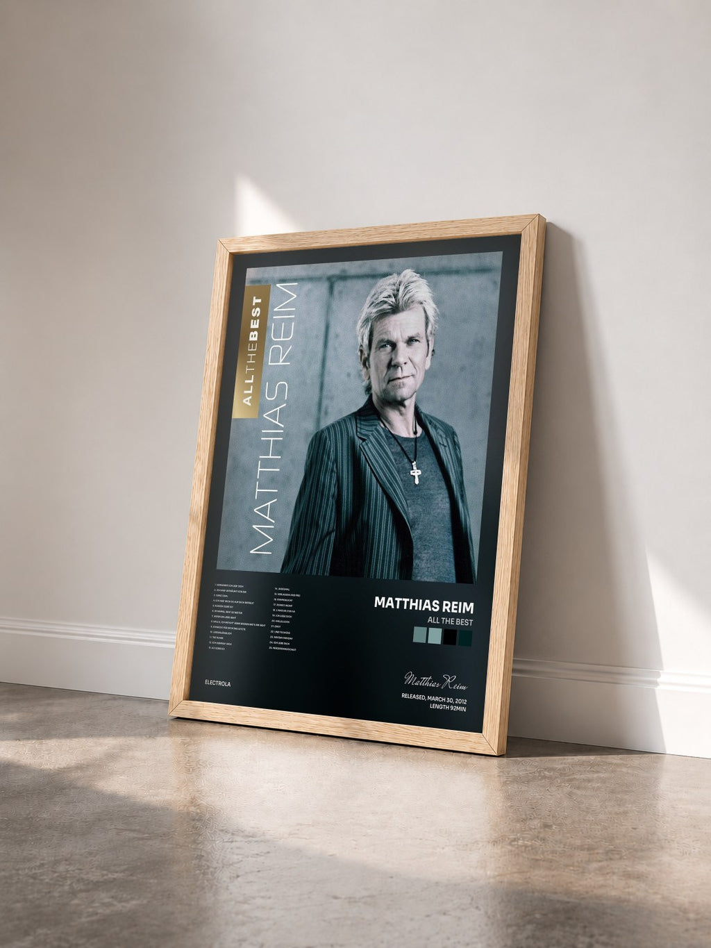 #bois Tableau de l'album All the Best de Matthias Reim vu de trois quarts, cadre en bois brut