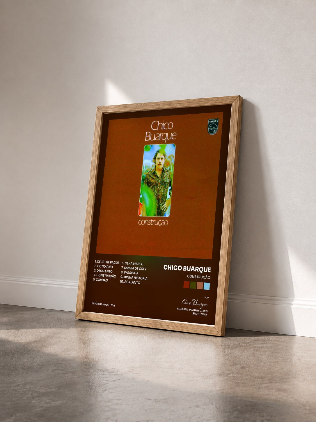 #bois Tableau de l'album Construção de Chico Buarque vu de trois quarts, cadre en bois brut