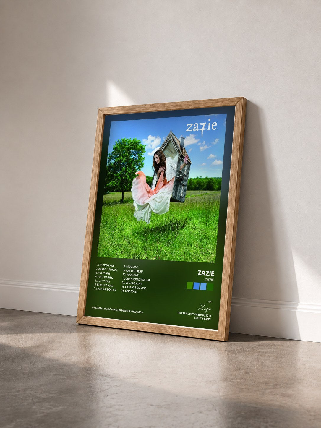 #bois Tableau de l'album Za7ie de Zazie vu de trois quarts, cadre en bois brut