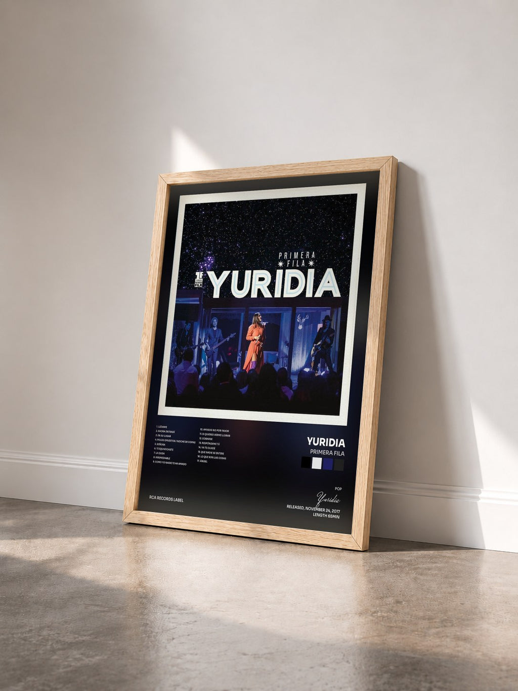 #bois Tableau de l'album Primera Fila de Yuridia vu de trois quarts, cadre en bois brut