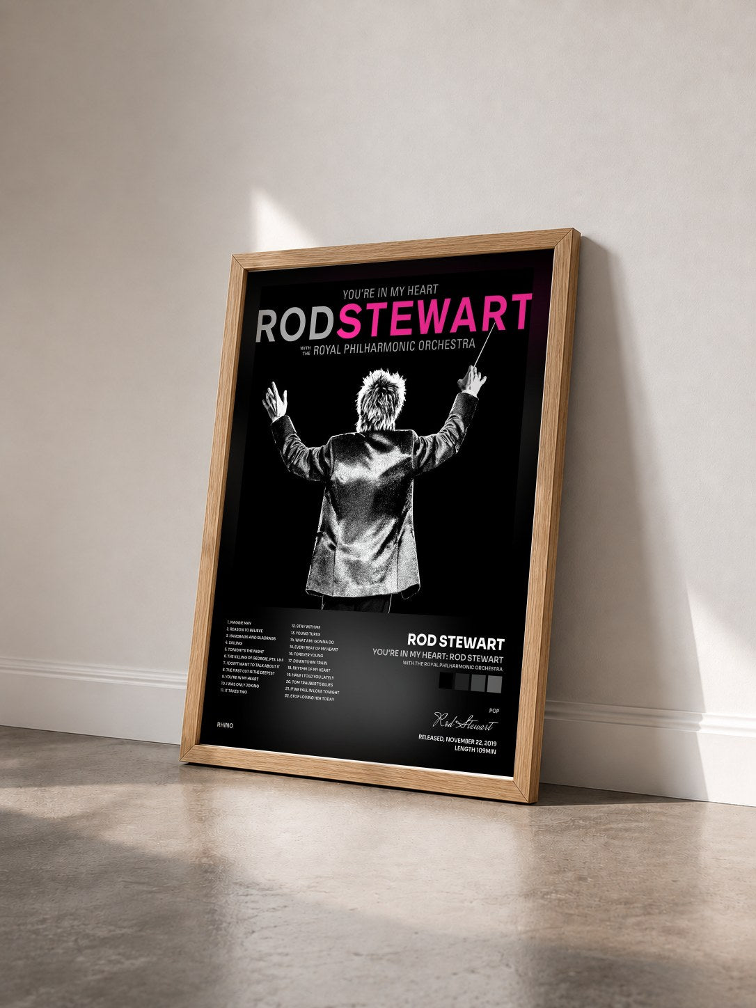 #bois Tableau de l'album You're In My Heart: Rod Stewart (with The Royal Philharmonic Orchestra) de Rod Stewart vu de trois quarts, cadre en bois brut
