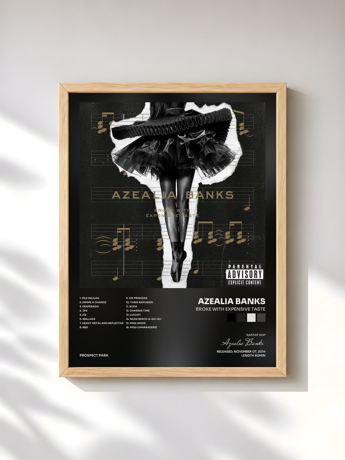 #bois Tableau de l'album Broke with Expensive Taste de Azealia Banks, cadre en bois brut, imprimé et encadré en France