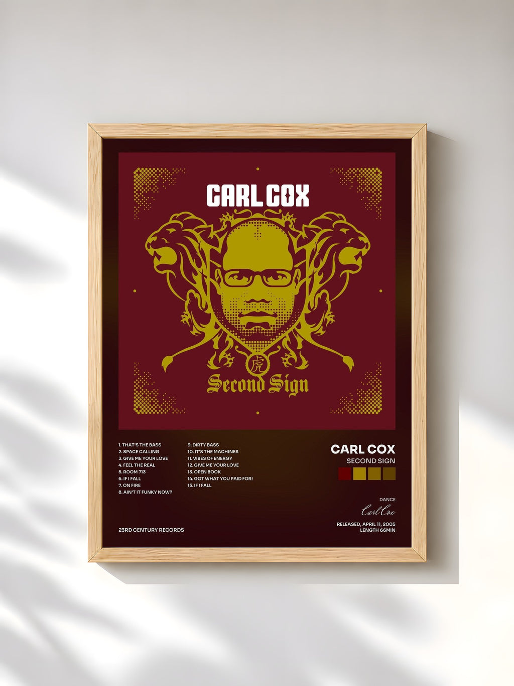 #bois Tableau de l'album Second Sign de Carl Cox, cadre en bois brut, imprimé et encadré en France