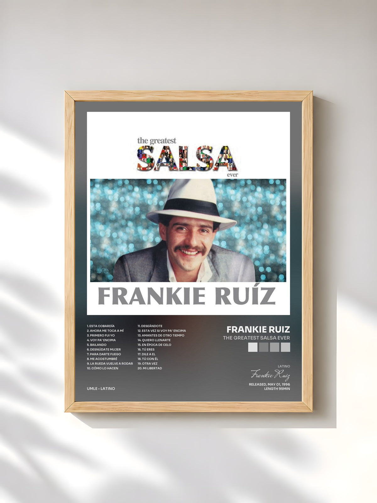#bois Tableau de l'album The Greatest Salsa Ever de Frankie Ruiz, cadre en bois brut, imprimé et encadré en France