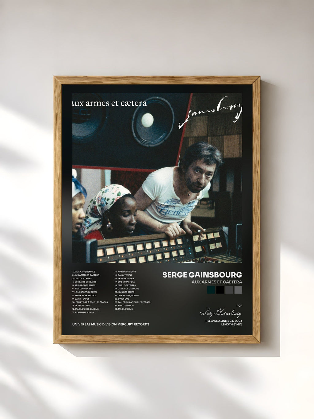 #bois Tableau de l'album Aux Armes Et Caetera de Serge Gainsbourg, cadre en bois brut, imprimé et encadré en France