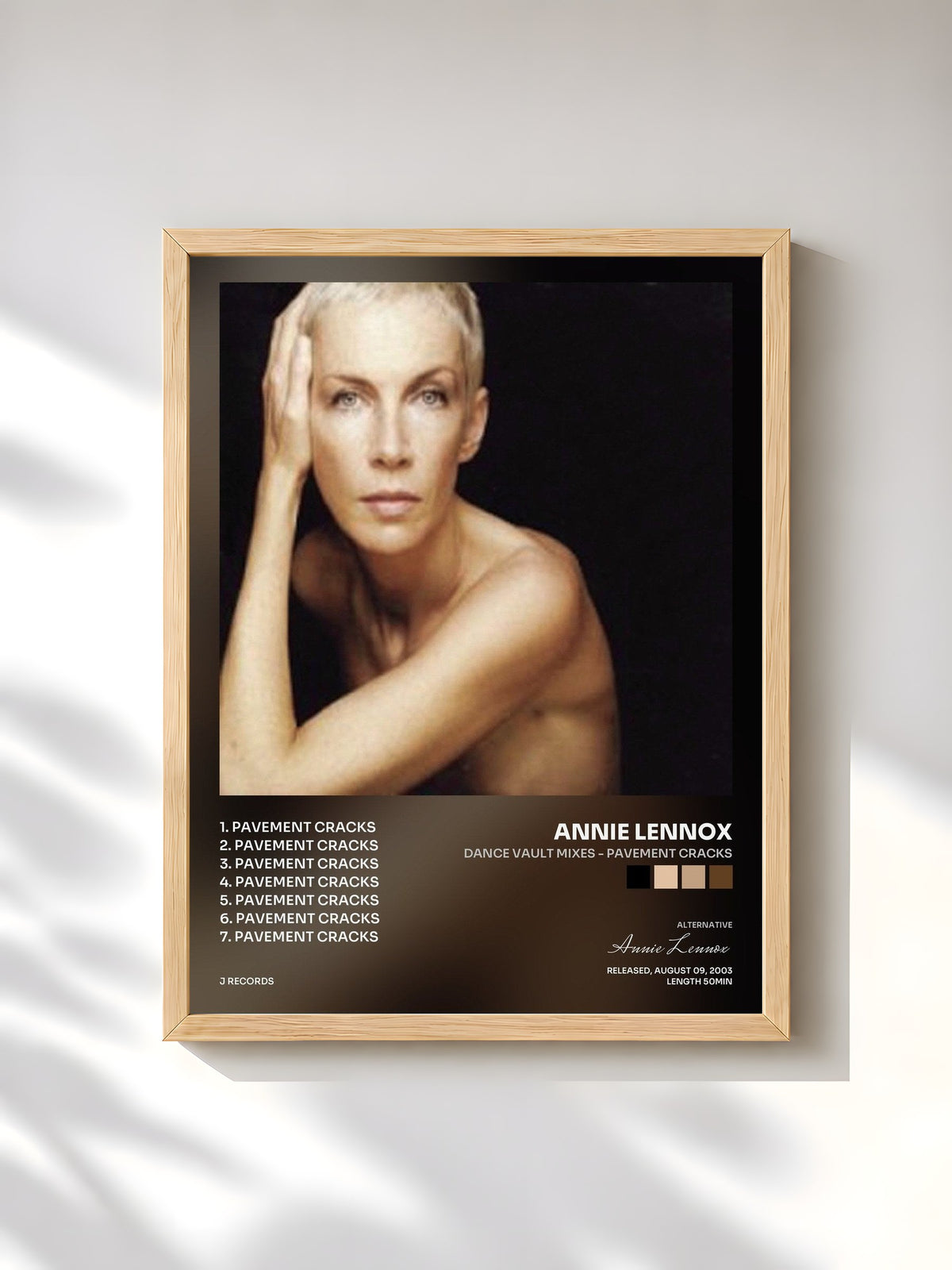 #bois Tableau de l'album Dance Vault Mixes - Pavement Cracks de Annie Lennox, cadre en bois brut, imprimé et encadré en France