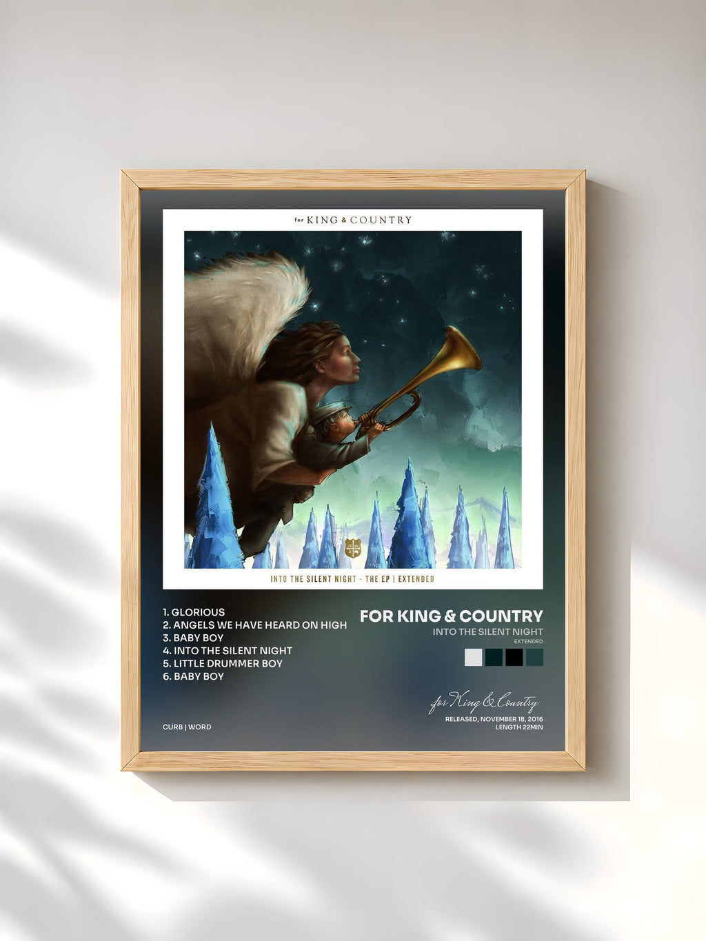 #bois Tableau de l'album Into The Silent Night (Extended) de for King & Country, cadre en bois brut, imprimé et encadré en France