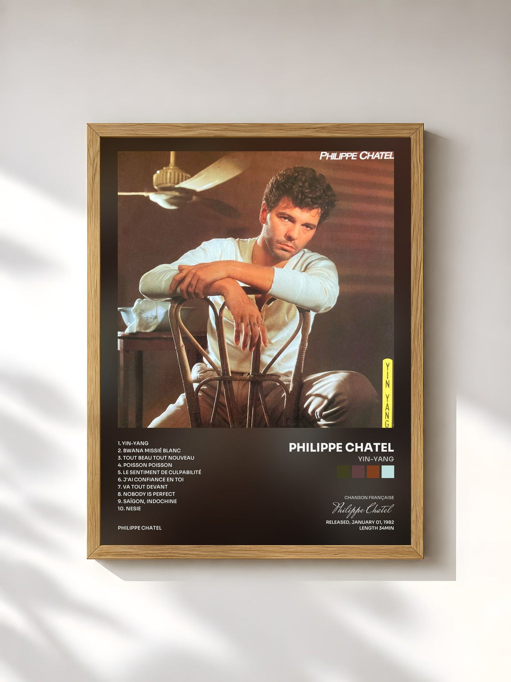 #bois Tableau de l'album Yin-Yang de Philippe Chatel, cadre en bois brut, imprimé et encadré en France