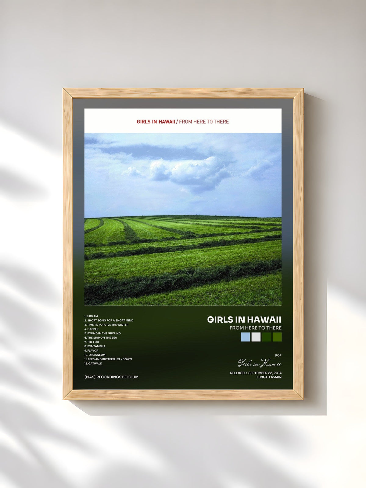 #bois Tableau de l'album From Here To There de Girls in Hawaii, cadre en bois brut, imprimé et encadré en France