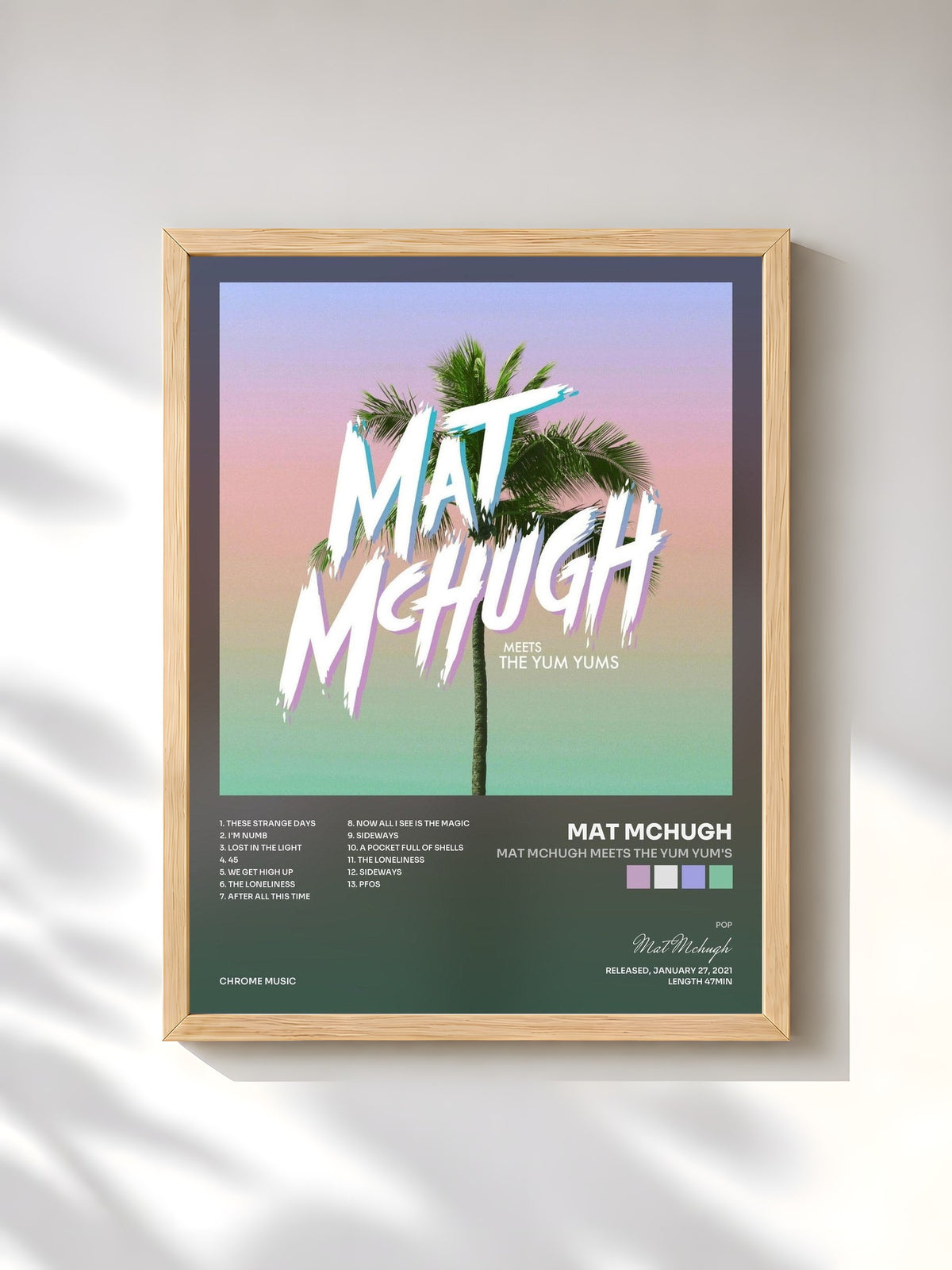 #bois Tableau de l'album Mat McHugh meets The YUM YUM's de Mat Mchugh, cadre en bois brut, imprimé et encadré en France