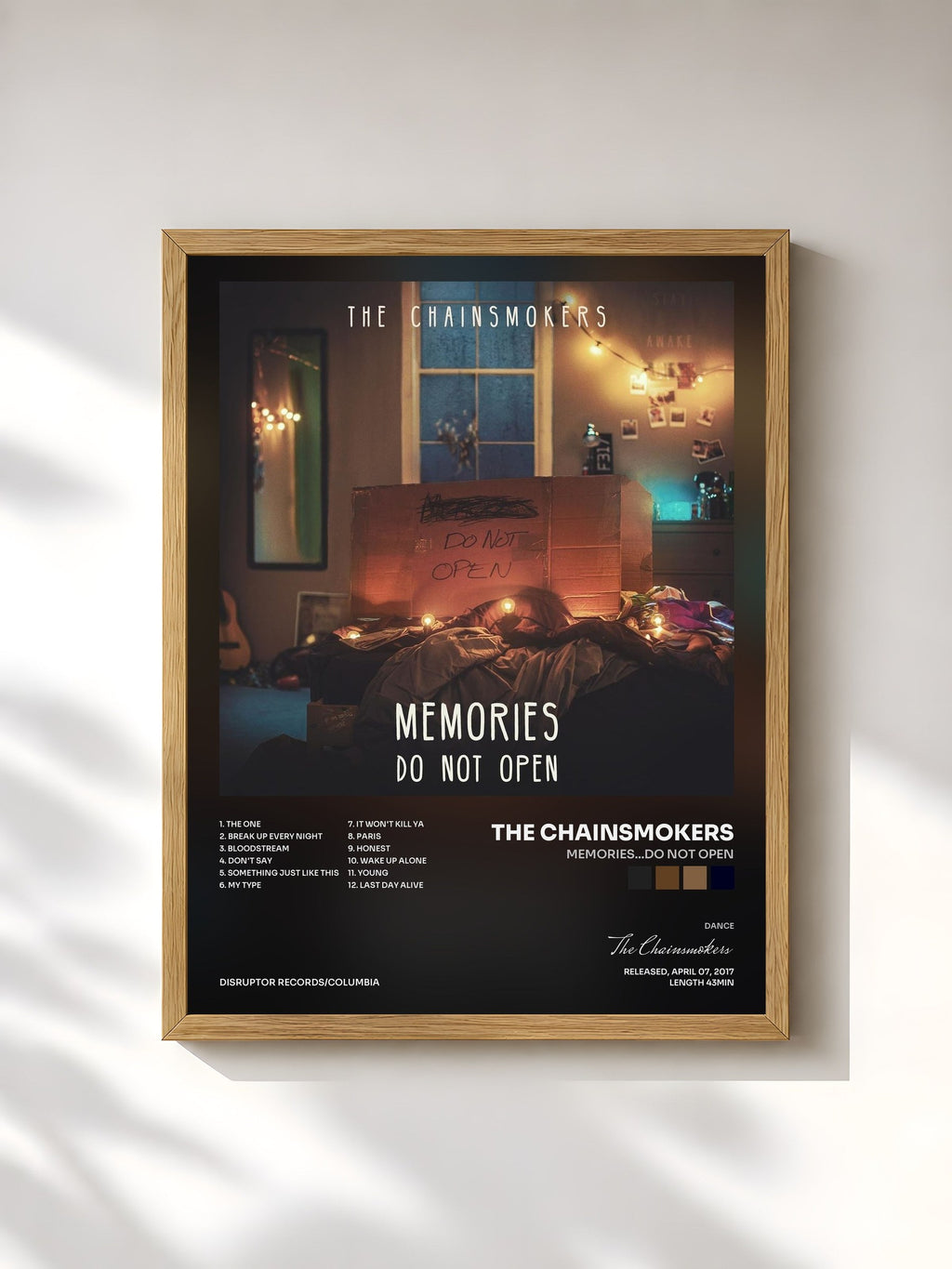 #bois Tableau de l'album Memories...Do Not Open de The Chainsmokers, cadre en bois brut, imprimé et encadré en France