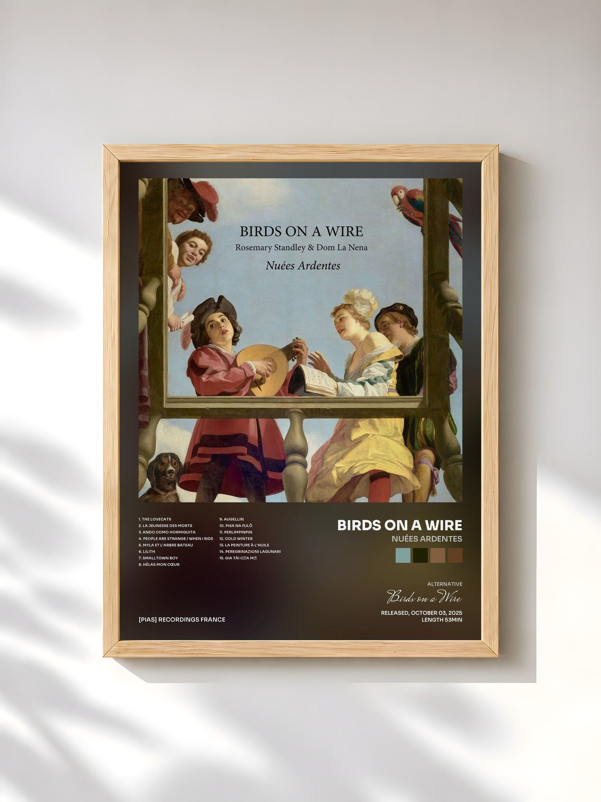 #bois Tableau de l'album Nuées ardentes de Birds on a Wire, cadre en bois brut, imprimé et encadré en France