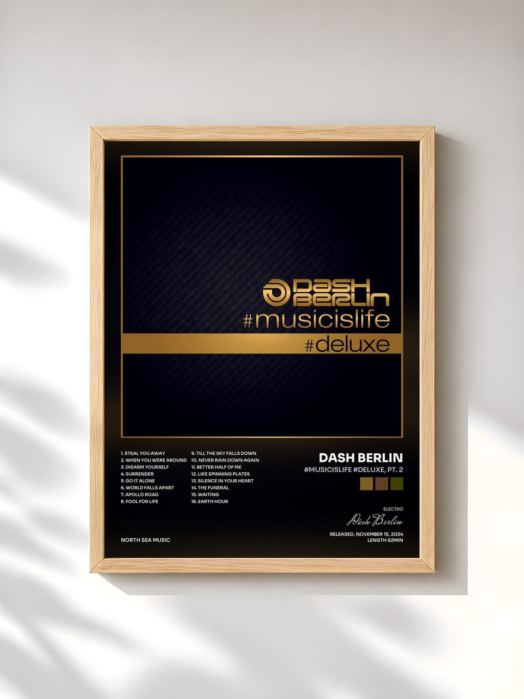 #bois Tableau de l'album #musicislife #deluxe, Pt. 2 de Dash Berlin, cadre en bois brut, imprimé et encadré en France