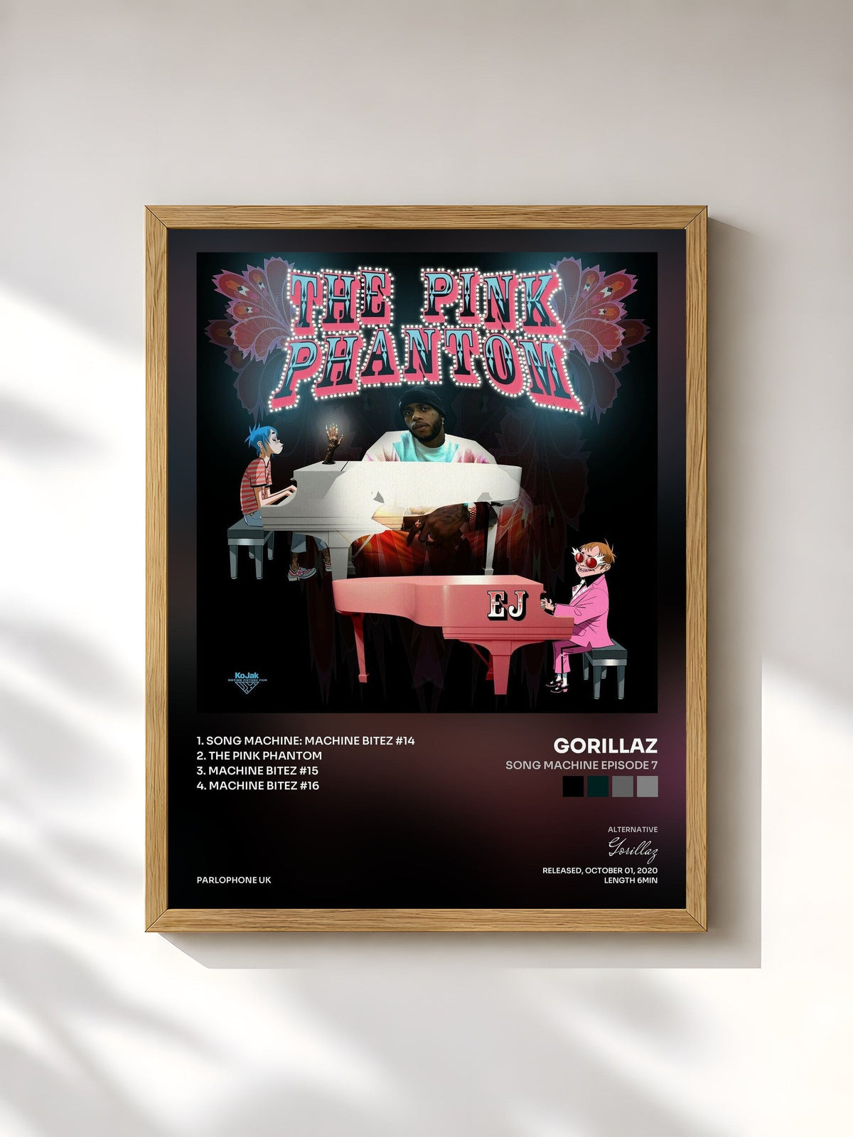 #bois Tableau de l'album Song Machine Episode 7 de Gorillaz, cadre en bois brut, imprimé et encadré en France