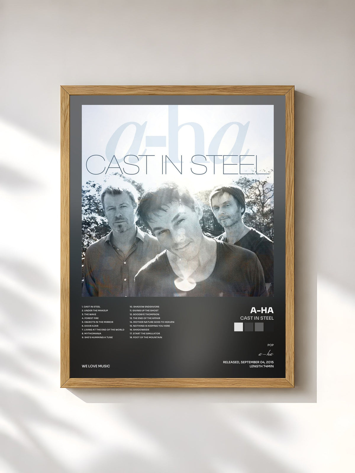 #bois Tableau de l'album Cast In Steel de a-ha, cadre en bois brut, imprimé et encadré en France