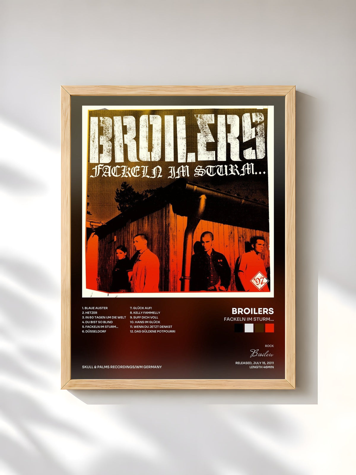 #bois Tableau de l'album Fackeln im Sturm... de Broilers, cadre en bois brut, imprimé et encadré en France