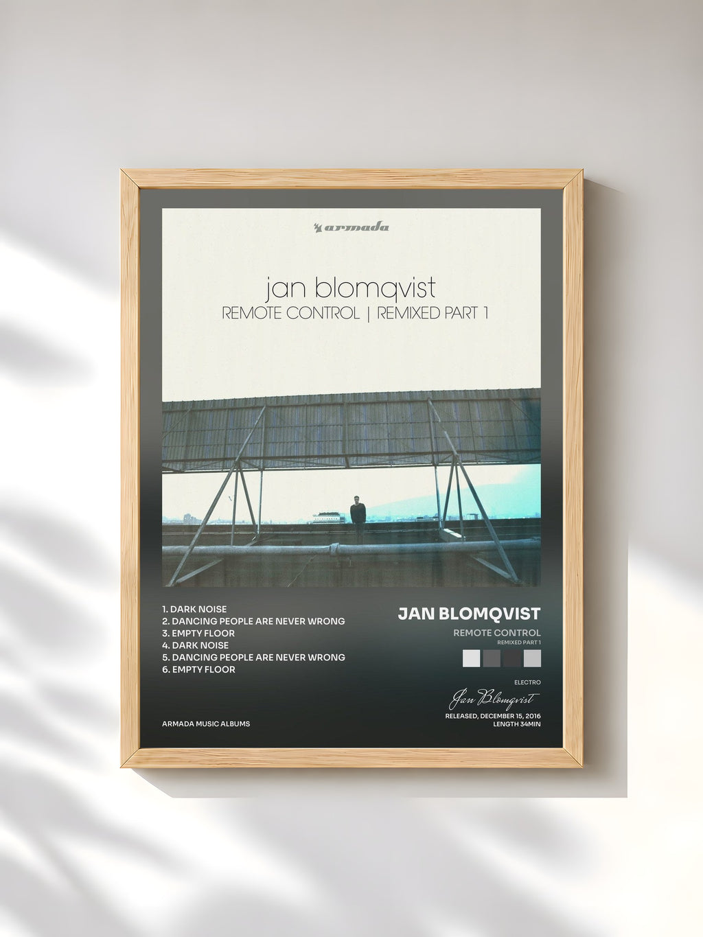 #bois Tableau de l'album Remote Control (Remixed Part 1) de Jan Blomqvist, cadre en bois brut, imprimé et encadré en France