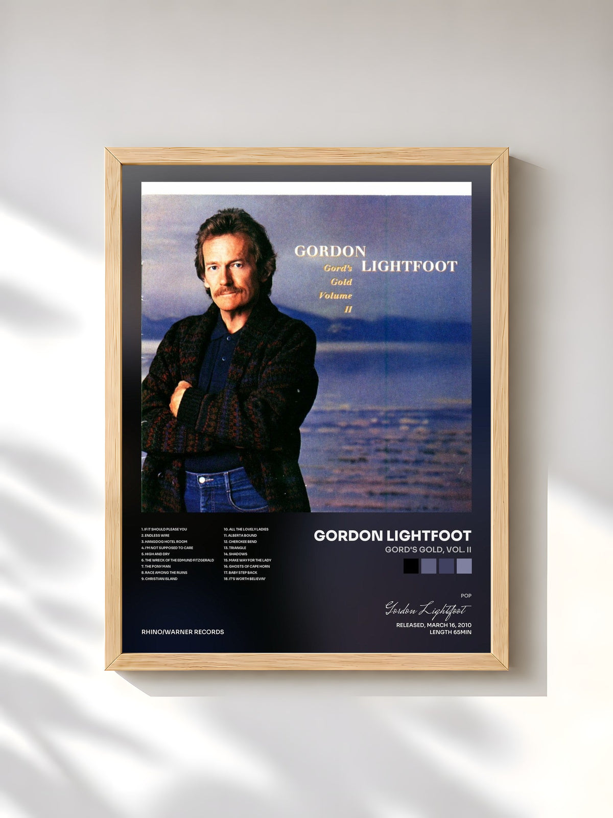 #bois Tableau de l'album Gord's Gold, Vol. II de Gordon Lightfoot, cadre en bois brut, imprimé et encadré en France