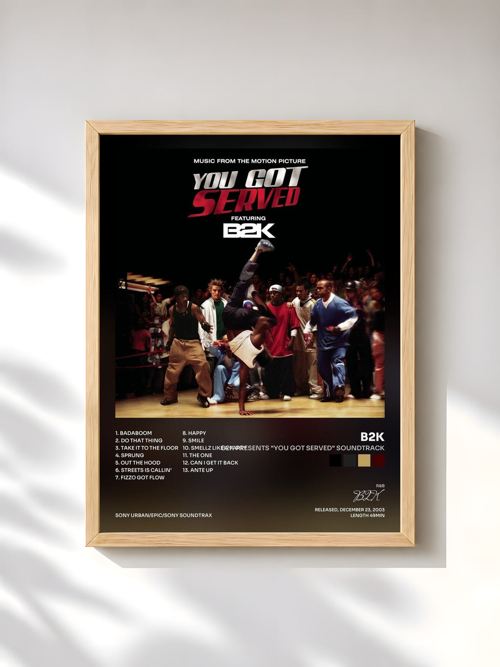 #bois Tableau de l'album B2K Presents "You Got Served" Soundtrack de B2K, cadre en bois brut, imprimé et encadré en France