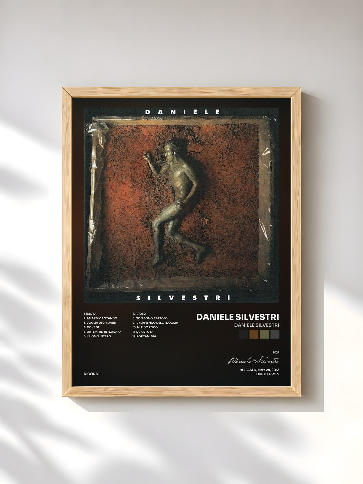 #bois Tableau de l'album Daniele Silvestri de Daniele Silvestri, cadre en bois brut, imprimé et encadré en France
